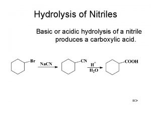 Hydrolysis of Nitriles Basic or acidic hydrolysis of