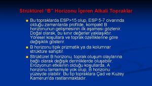 Strktrel B Horizonu eren Alkali Topraklar n n