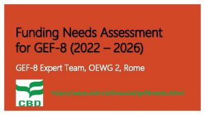 Funding Needs Assessment for GEF8 2022 2026 GEF8