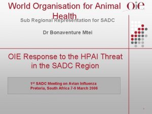 World Organisation for Animal Health Sub Regional Representation