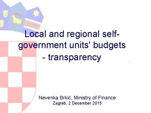 Local and regional selfgovernment units budgets transparency Nevenka