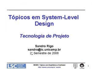 Tpicos em SystemLevel Design Tecnologia de Projeto Sandro