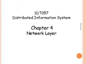 1 DT 057 Distributed Information System Network Layer