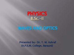 PHYSICS B Sc ll WAVES AND OPTICS Presented