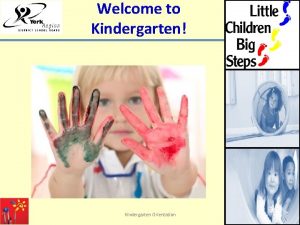 Welcome to Kindergarten Kindergarten Orientation Purpose of this