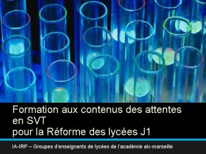 Formation aux contenus des attentes en SVT pour