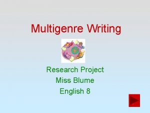 Multigenre Writing Research Project Miss Blume English 8