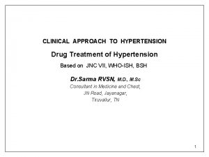 CLINICAL APPROACH TO HYPERTENSION Drug Treatment of Hypertension