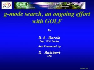 gmode search an ongoing effort with GOLF By