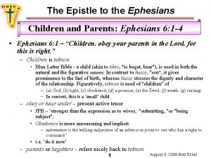 The Epistle to the Ephesians Children and Parents