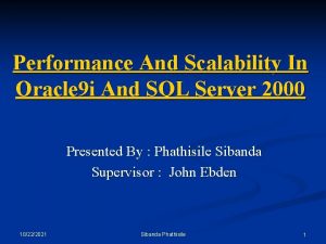 Performance And Scalability In Oracle 9 i And