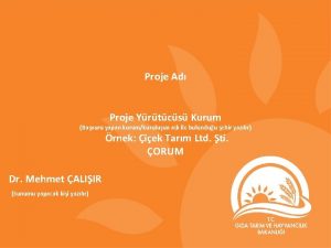 Proje Ad Proje Yrtcs Kurum Bavuru yapan kurumkuruluun