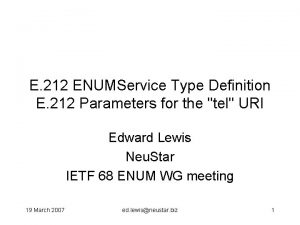 E 212 ENUMService Type Definition E 212 Parameters