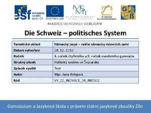 Die Schweiz politisches System Tematick oblast Nmeck jazyk