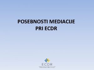 POSEBNOSTI MEDIACIJE PRI ECDR Kdo smo Zasebni neprofitni