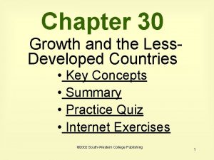 Chapter 30 Growth and the Less Developed Countries