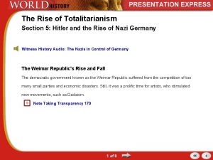 The Rise of Totalitarianism Section 5 Hitler and