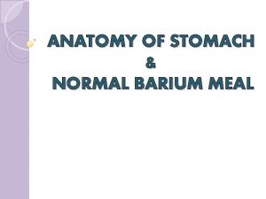 ANATOMY OF STOMACH NORMAL BARIUM MEAL ANATOMY OF
