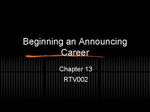 Beginning an Announcing Career Chapter 13 RTV 002