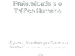 Fraternidade e o Trfico Humano para a liberdade