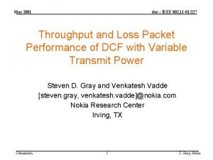 May 2001 doc IEEE 802 11 01227 Throughput