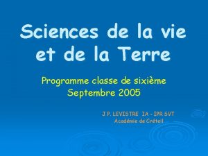 Sciences de la vie et de la Terre