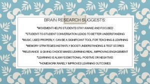 BRAIN RESEARCH SUGGESTS MOVEMENT HELPS STUDENTS STAY AWAKE