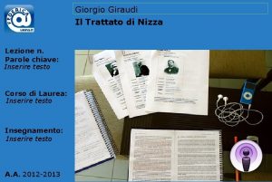 Giorgio Giraudi Il Trattato di Nizza Lezione n