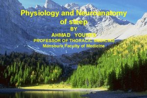 Physiology and Neuroanatomy of sleep BY AHMAD YOUNES