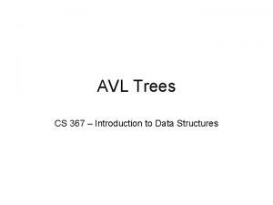 AVL Trees CS 367 Introduction to Data Structures