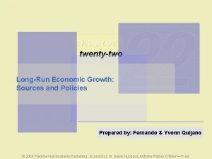 chapter twentytwo LongRun Economic Growth Sources and Policies