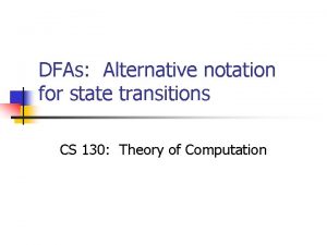 DFAs Alternative notation for state transitions CS 130