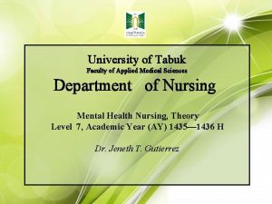 University of Tabuk Faculty of Applied Medical Sciences