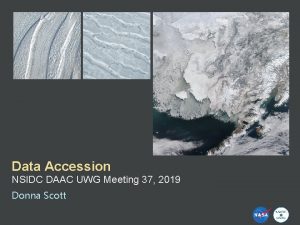 Data Accession NSIDC DAAC UWG Meeting 37 2019