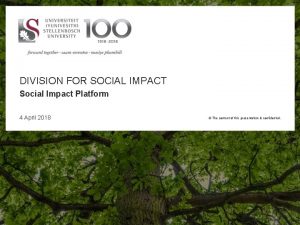 DIVISION FOR SOCIAL IMPACT Social Impact Platform 4