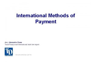 International Methods of Payment Avv Alessandro Russo Trade