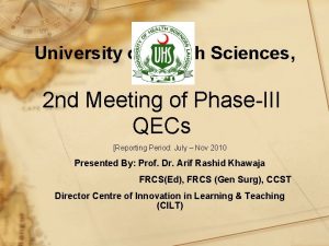 University of Health Sciences Lahore 2 nd Meeting