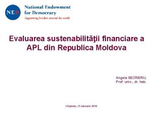 Evaluarea sustenabilitii financiare a APL din Republica Moldova