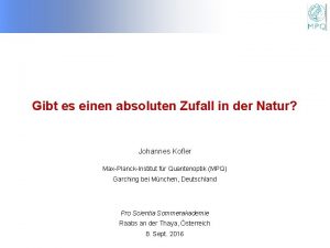 Gibt es einen absoluten Zufall in der Natur