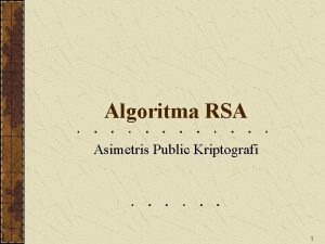 Algoritma RSA Asimetris Public Kriptografi 1 Pendahuluan Algoritma