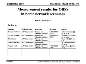 September 2009 doc IEEE 802 11 091031 r