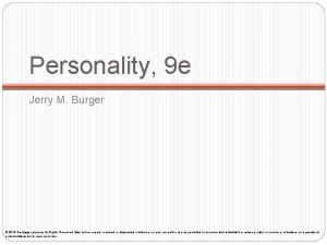 Personality 9 e Jerry M Burger 2016 Cengage