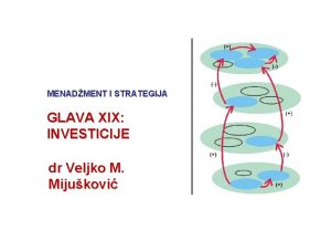 MENADMENT I STRATEGIJA GLAVA XIX INVESTICIJE dr Veljko