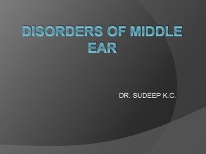 DISORDERS OF MIDDLE EAR DR SUDEEP K C