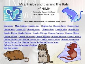 Mrs Frisby and the Rats of NIMH Written