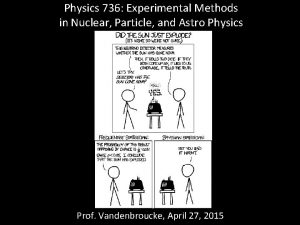 Physics 736 Experimental Methods in Nuclear Particle and