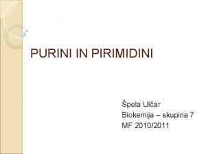 PURINI IN PIRIMIDINI pela Ular Biokemija skupina 7