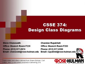 CSSE 374 Design Class Diagrams Steve Chenoweth Office