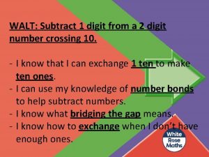 WALT Subtract 1 digit from a 2 digit