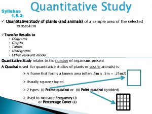 Syllabus 1 5 3 Quantitative Study Quantitative Study